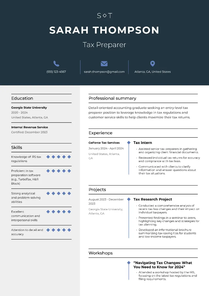 Tax Preparer Resume Examples for 2025 (+Tips)