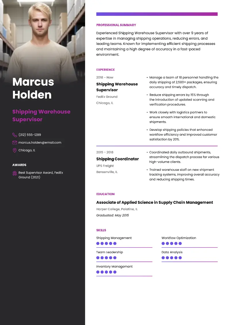 5 Warehouse Supervisor Resume Examples and Tips in 2025