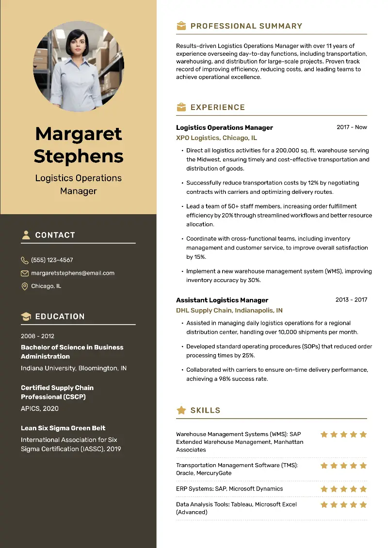 4 Logistics Manager Resume Examples and Tips for 2025