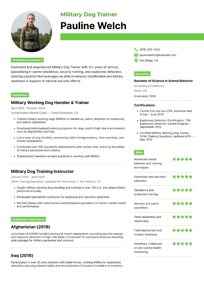 Dog Trainer Resume Examples and Templates for 2025