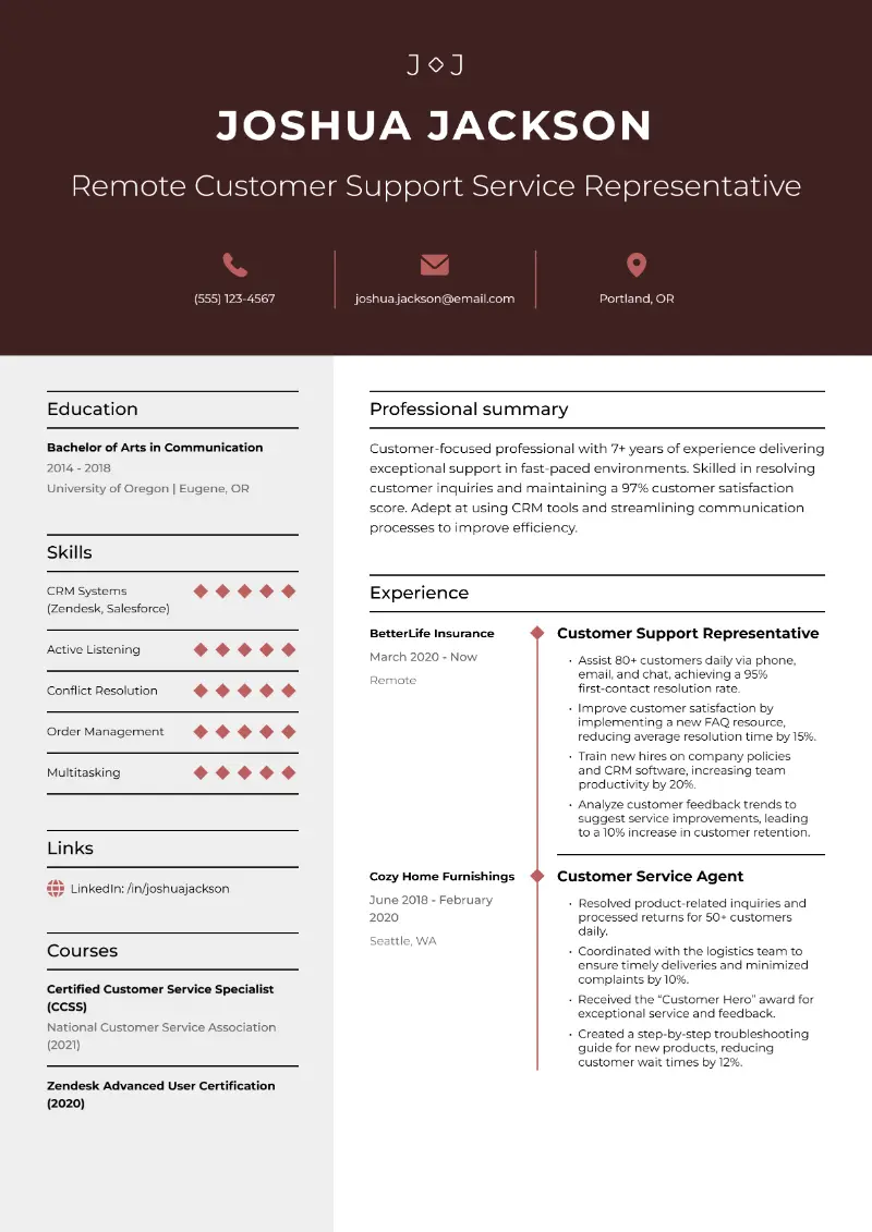 Remote Customer Service Resume: Examples and Tips for 2025