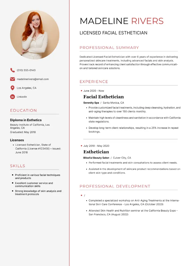 6 Esthetician Resume Examples and Writing Tips