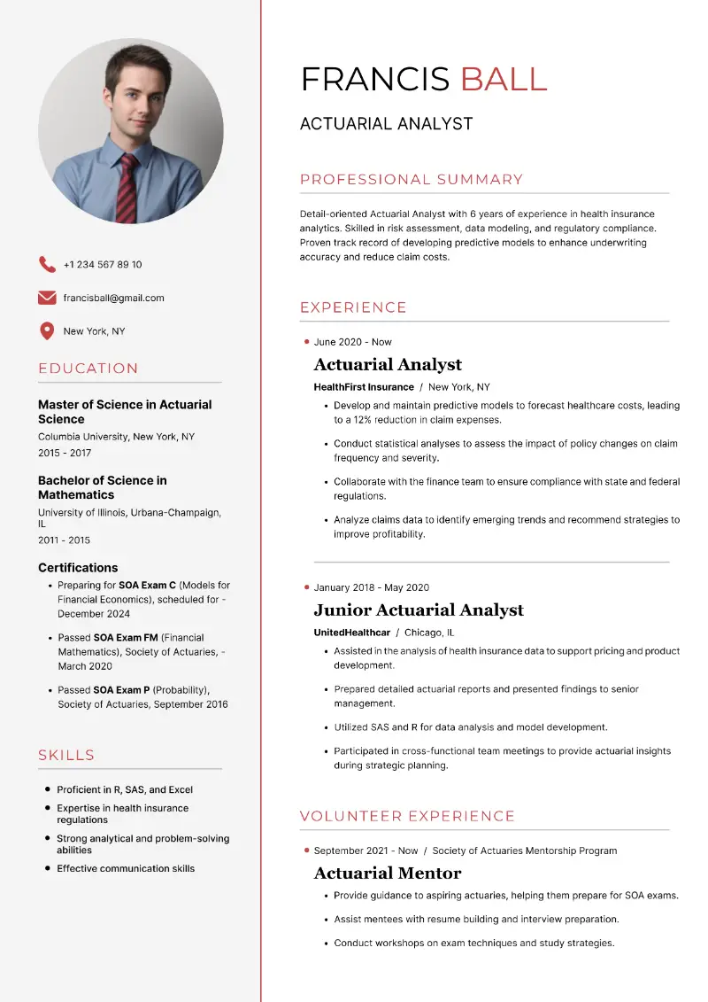 Actuarial Resume Examples and Writing Tips for 2025