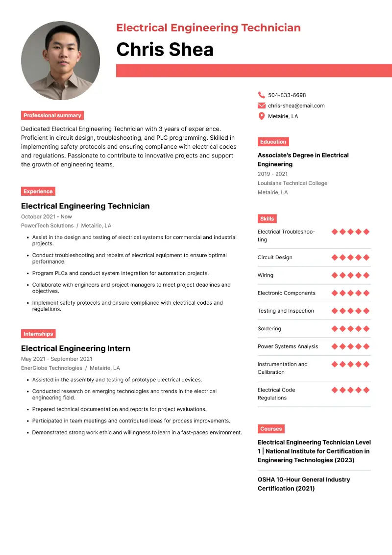 Electrical Engineering Resume Examples & Templates for 2025