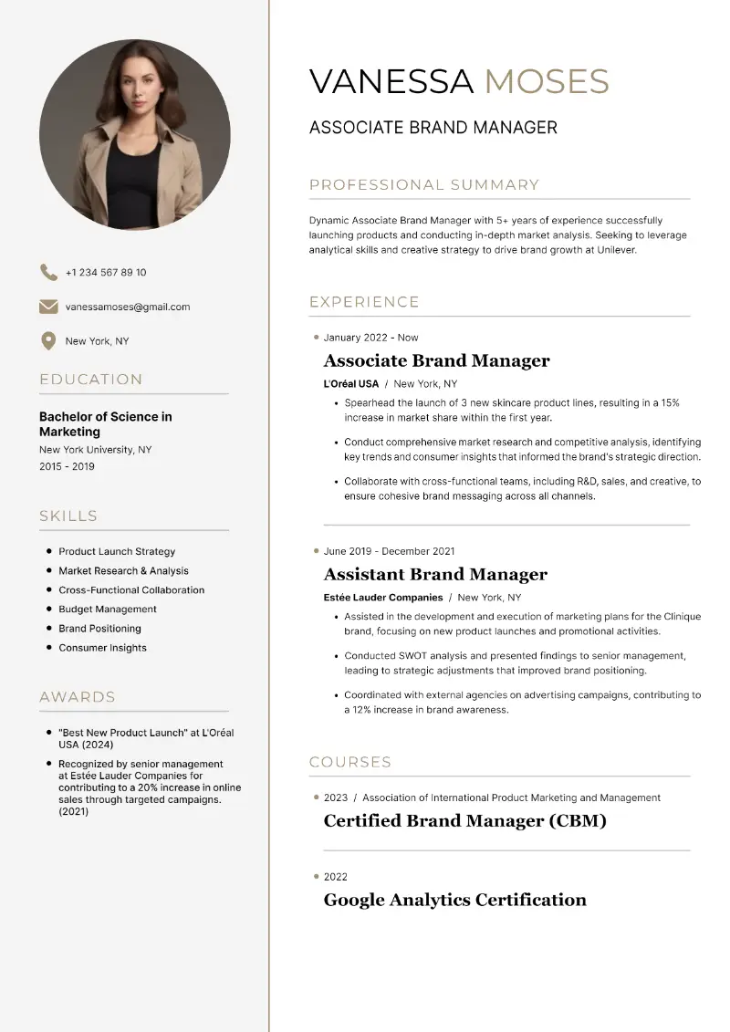 Associate Brand Manager Resume Examples for 2025