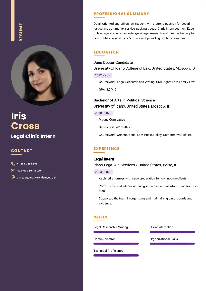 3 Legal Intern Resume Examples and Templates for 2025