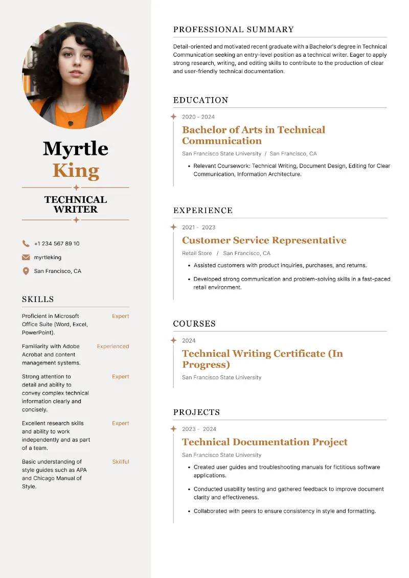 Technical Writer Resume Example and Tips for 2025