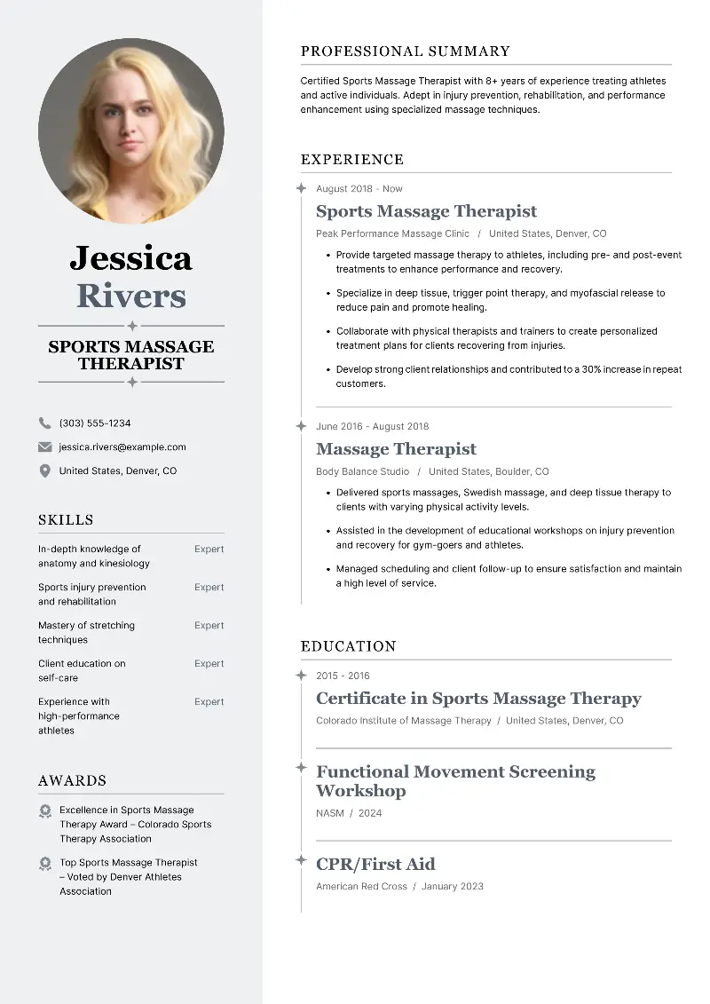 Massage Therapist Resume Examples and Templates for 2025