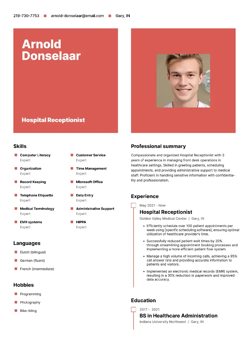 6 Medical Receptionist Resume Examples and Tips for 2025