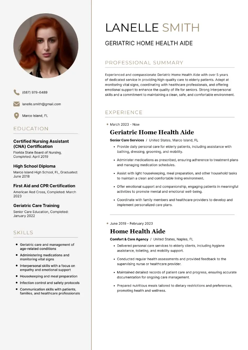 Home Health Aide Resume Examples and Writing Tips for 2025