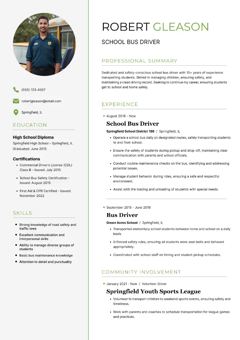 School Bus Driver Resume: Examples and Key Tips for 2025