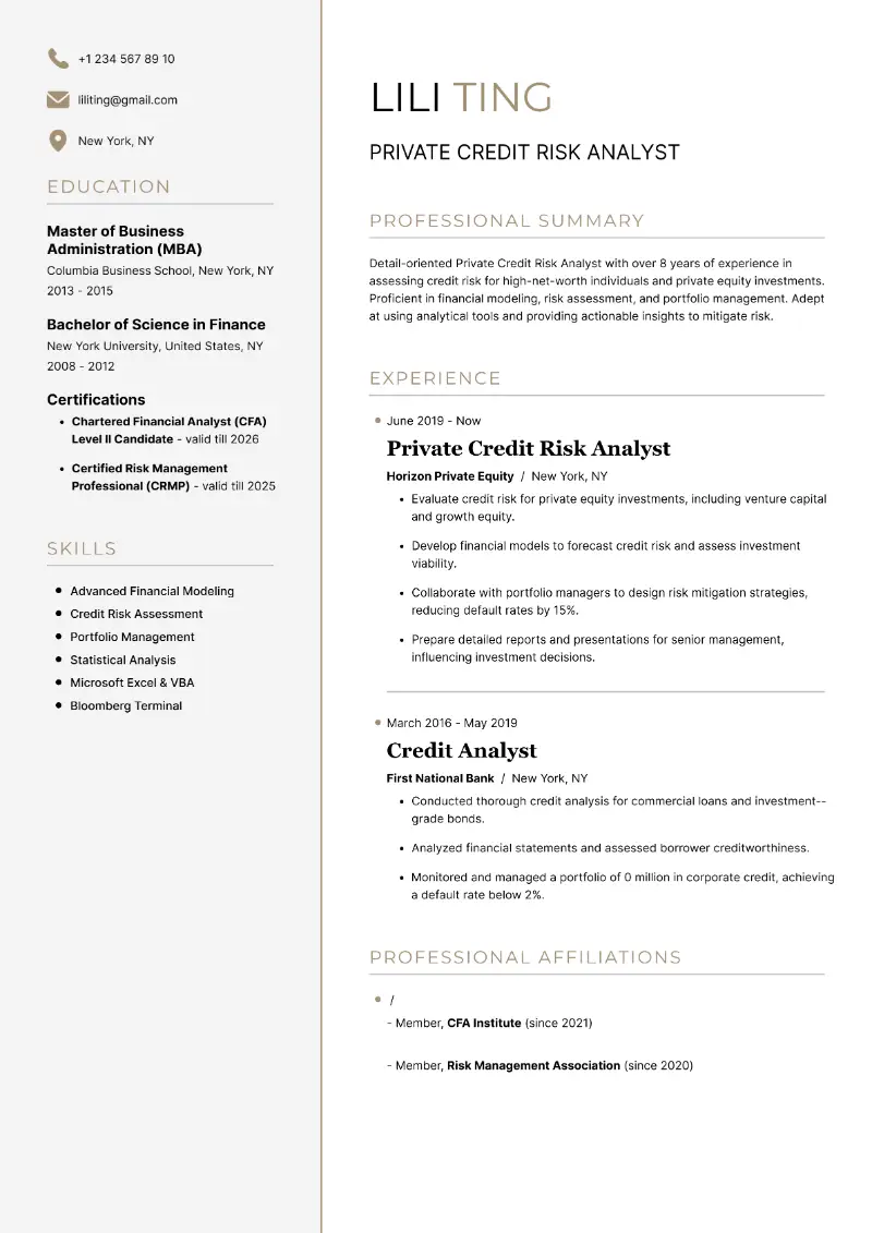 4 Credit Analyst Resume Examples and Tips for 2025