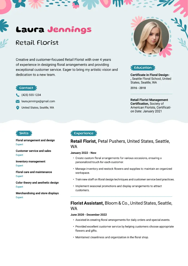 Florist Resume Examples and Templates for 2025