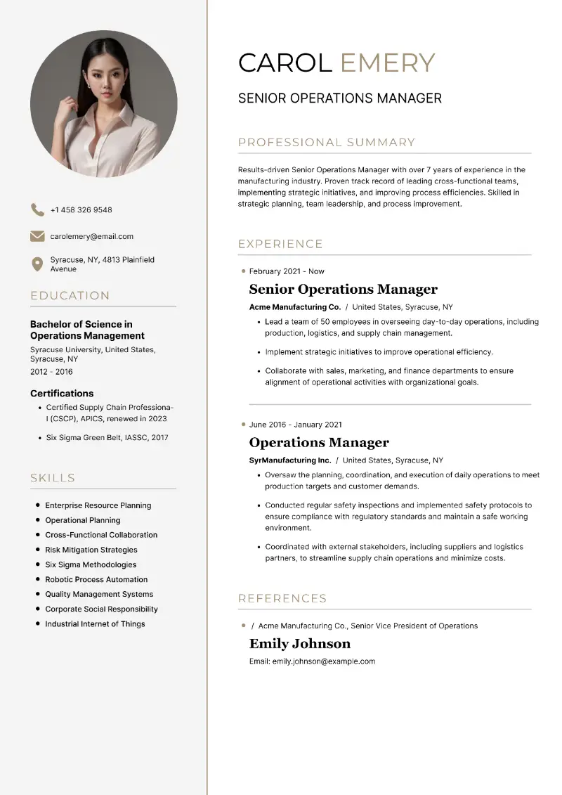 5 Operations Manager Resume Examples and Tips for 2025