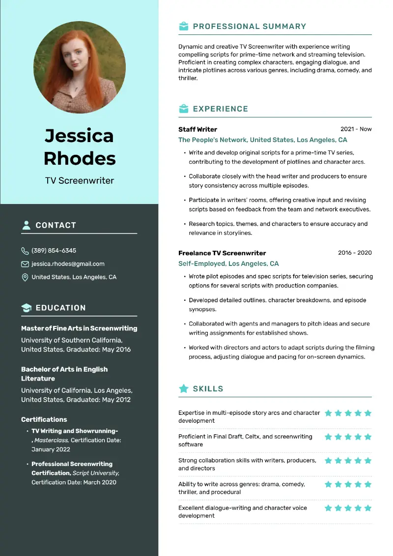 Screenwriter Resume Examples and Templates for 2025