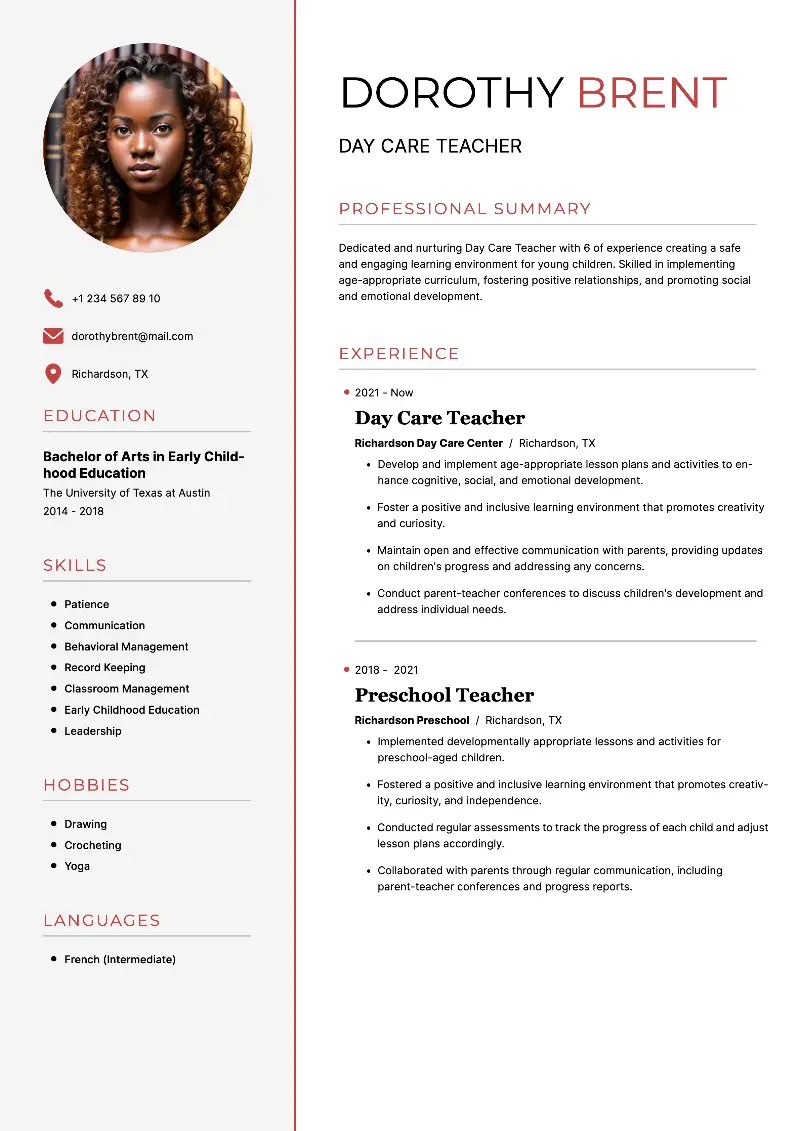 5 Daycare Teacher Resume Examples, Templates, and Tips