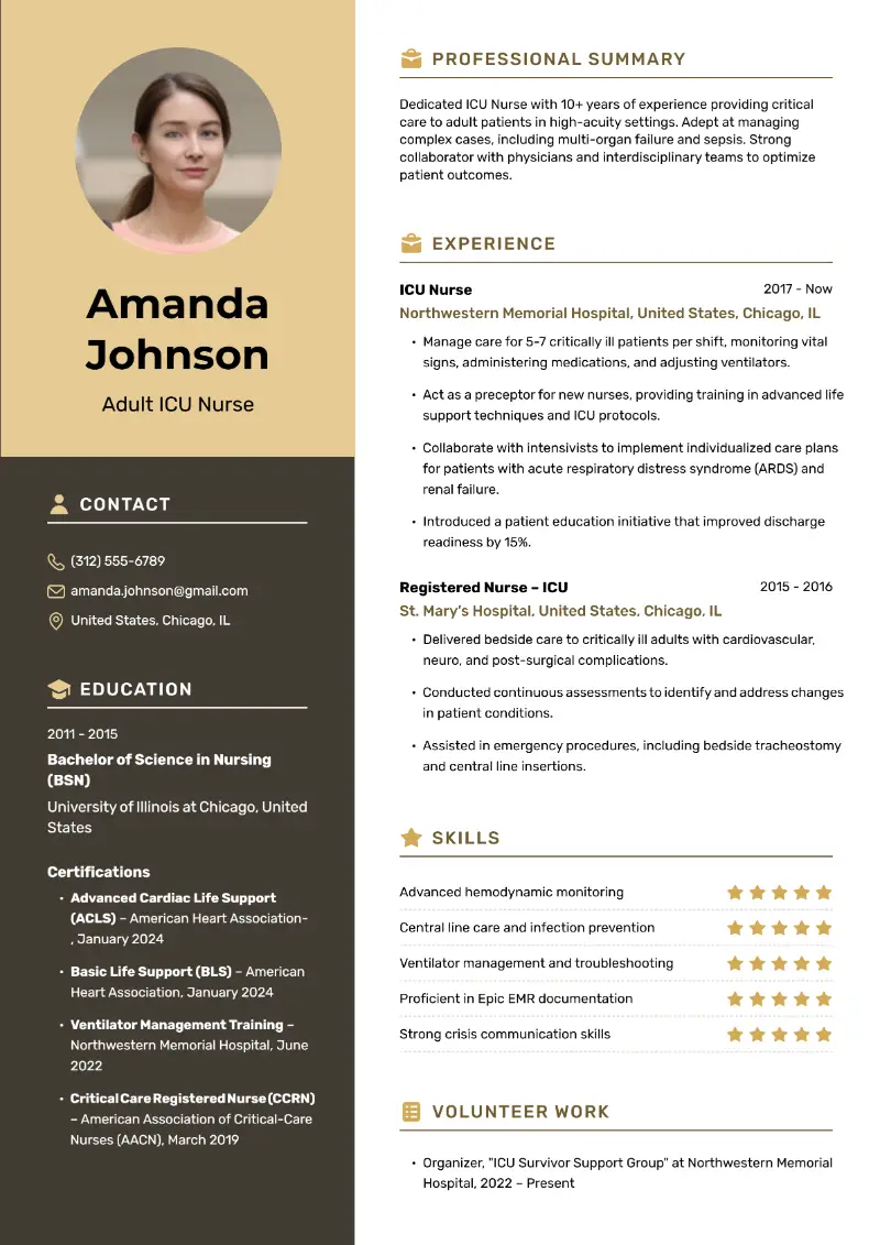 Best ICU Nurse Resume Examples and Templates for 2025