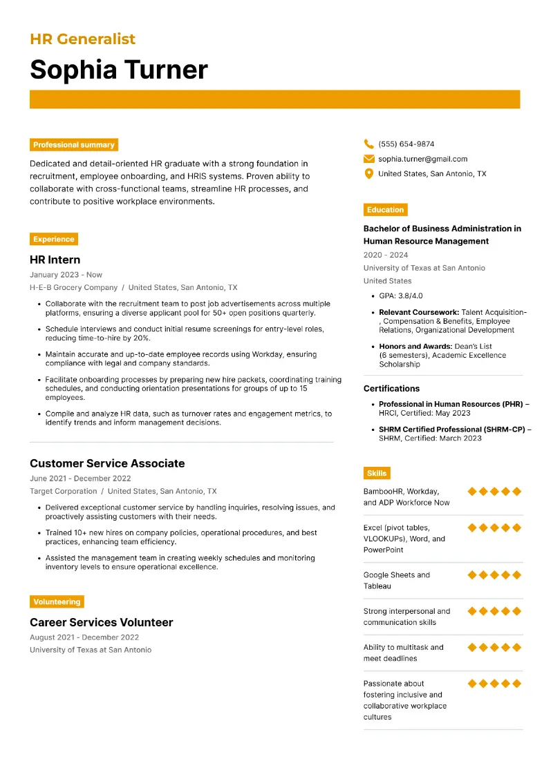 HR Generalist Resume Examples, Templates, and Guide