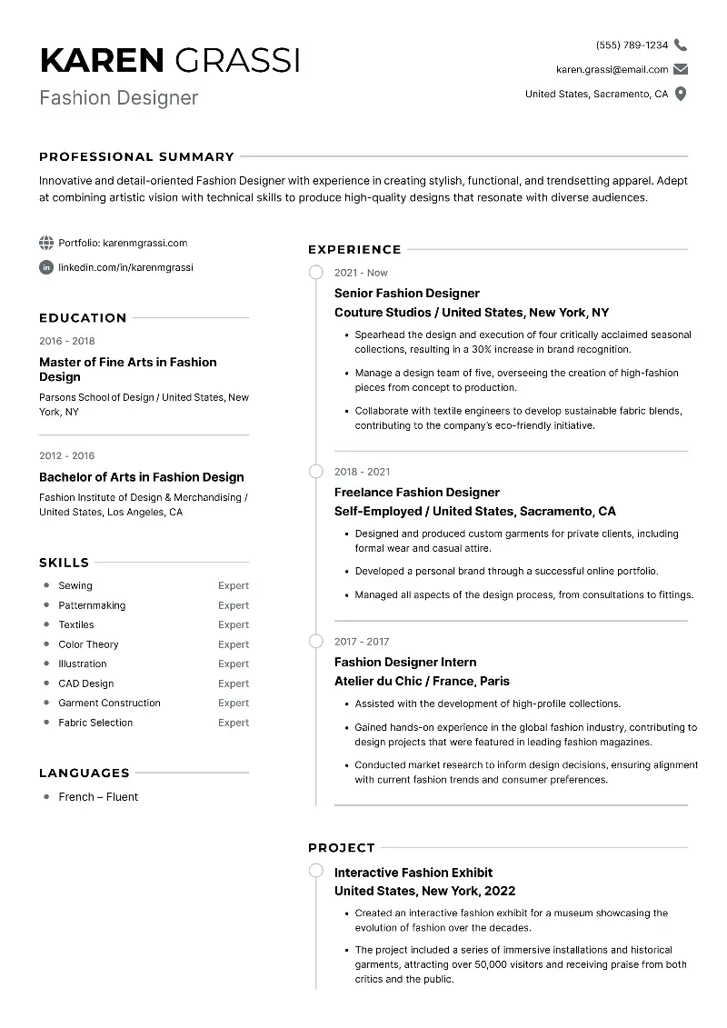 Fashion Designer Resume: Examples and Templates