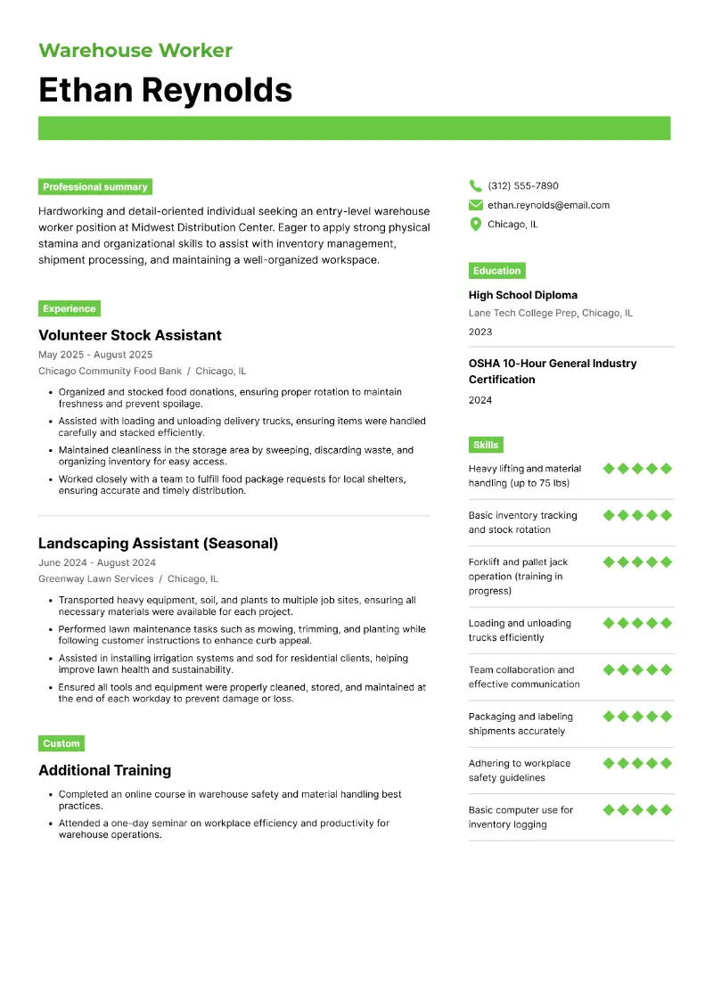Entry-Level General Labor Resume Examples and Tips for 2025