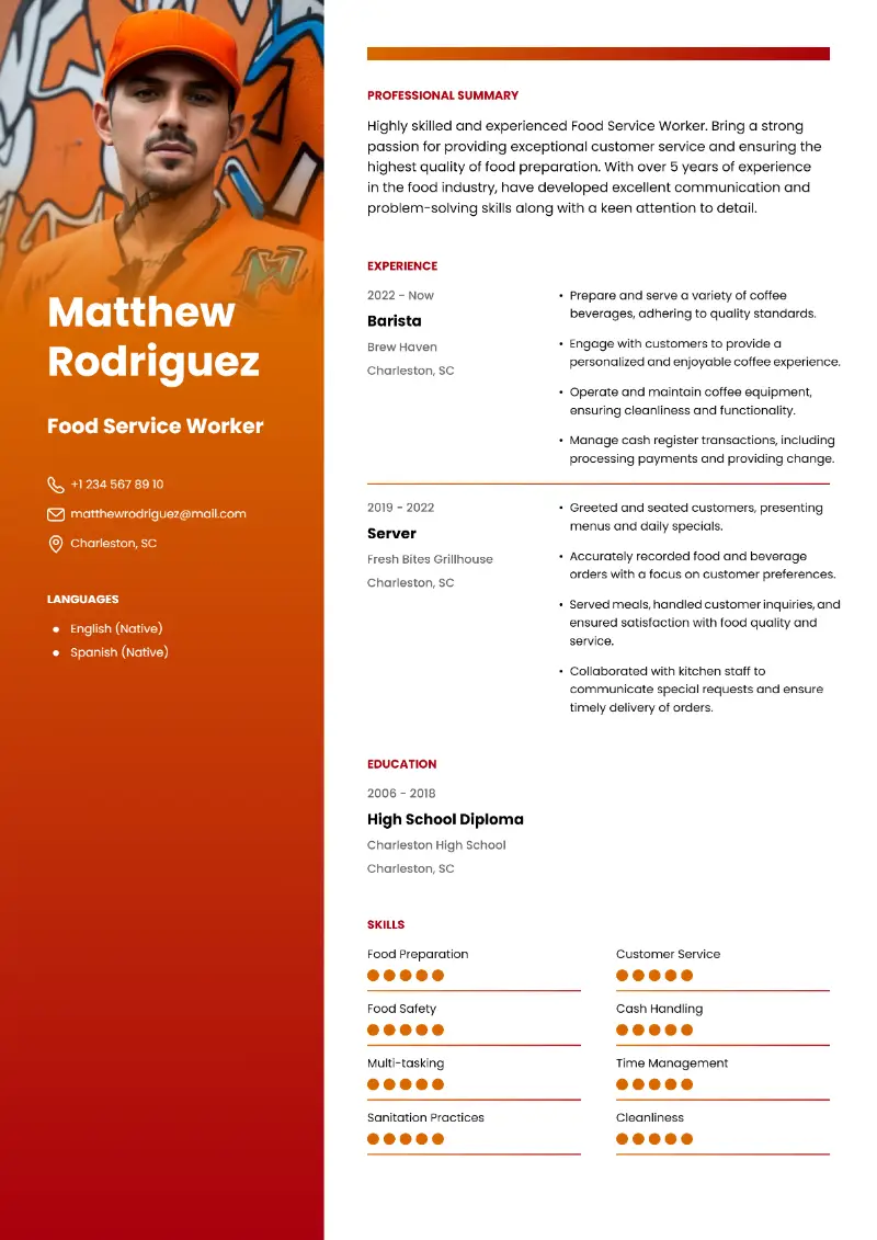 10+ Food Service Resume Examples, Tips, Guides for 2025