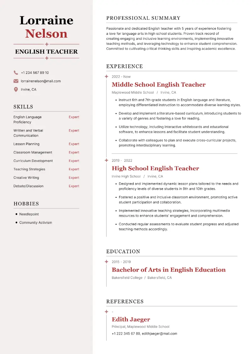 5 English Teacher Resume Examples + Writing Strategies