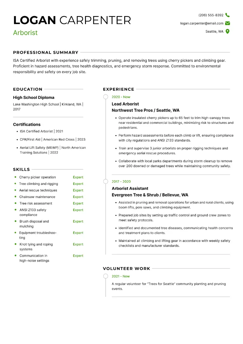 Arborist Resume