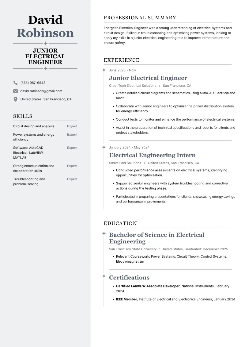 Junior Engineer Resume Examples and Guidelines for 2025