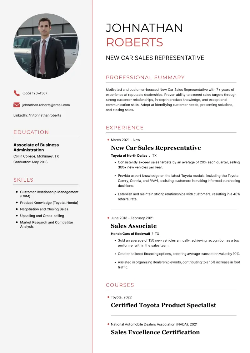 Car Sales Resume Examples and Writing Guide for 2025