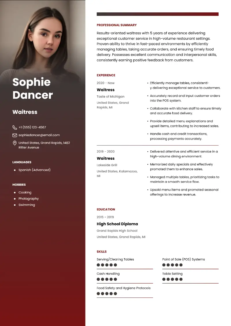 10 Waitress Resume Examples, Tips & How-to Guide