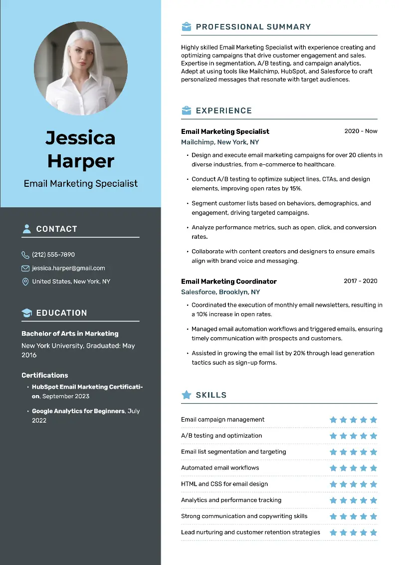 Email Marketing Resume Examples & Templates for 2025