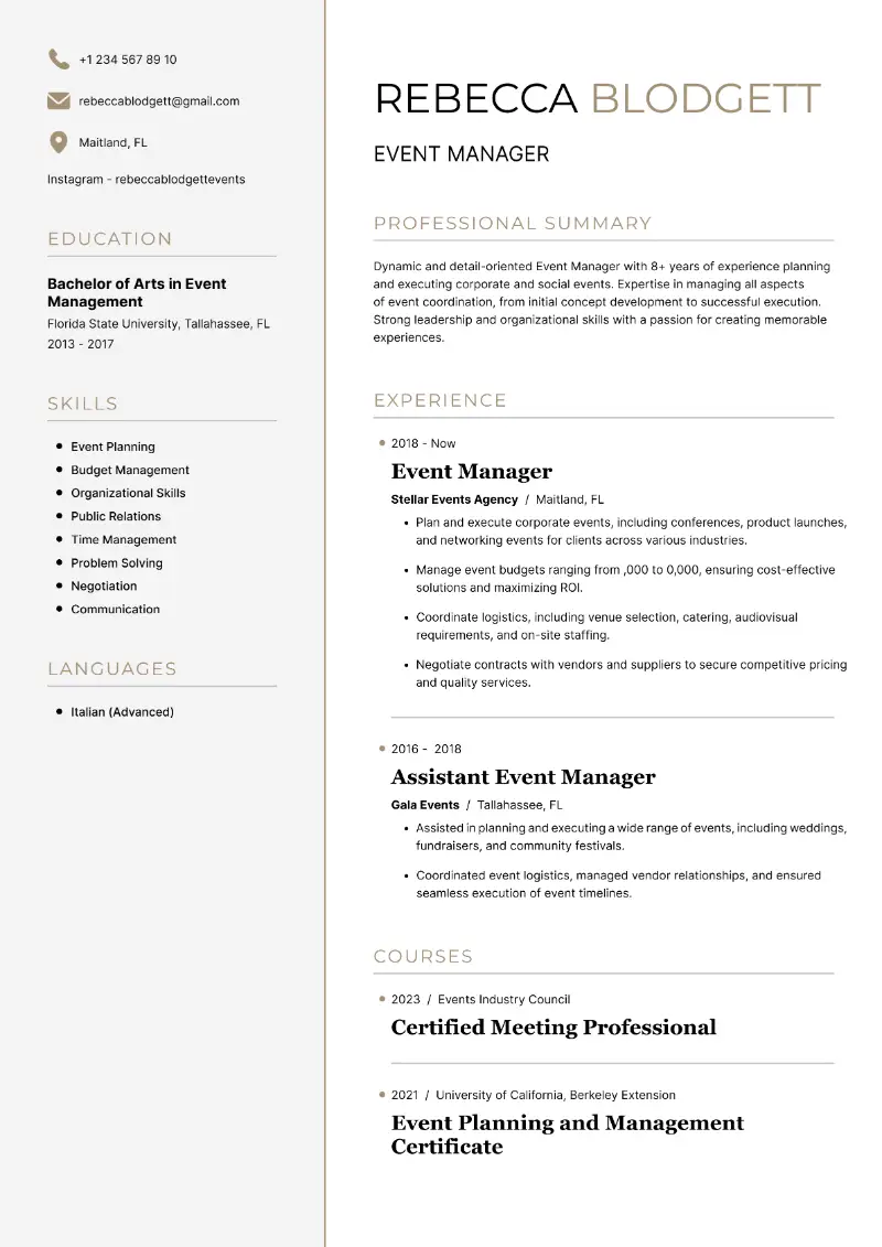 Event Manager Resume Examples and Guide for 2025