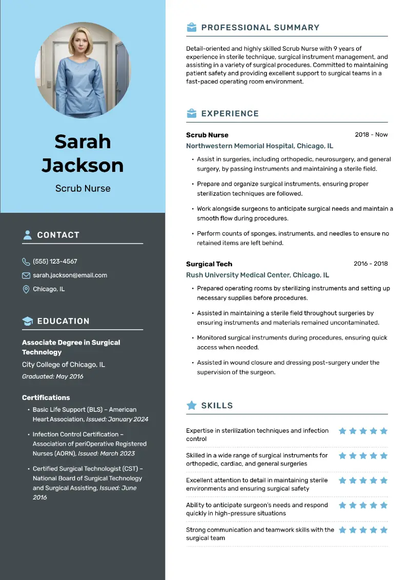Operating Room Nurse Resume Examples and Structure for 2025