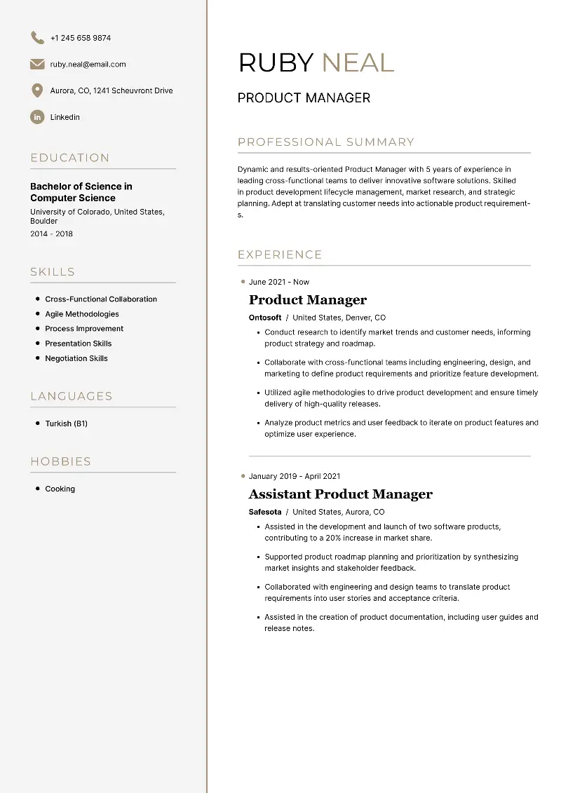 7 Product Manager Resume Examples & Templates