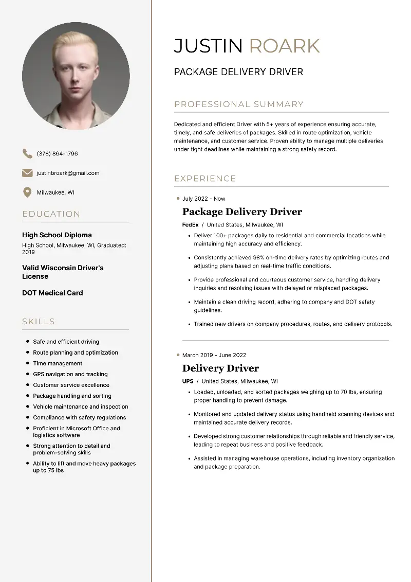 Delivery Driver Resume Examples & Templates for 2025