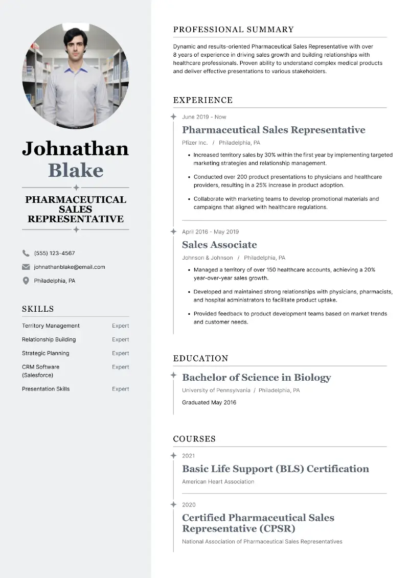 Pharmaceutical Sales Resume Examples, Templates, Tips