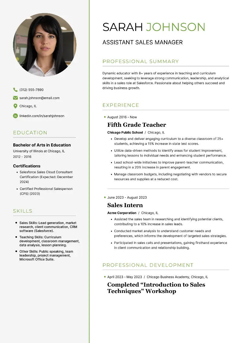 Transitioning Teacher Resume: Examples for Different Fields