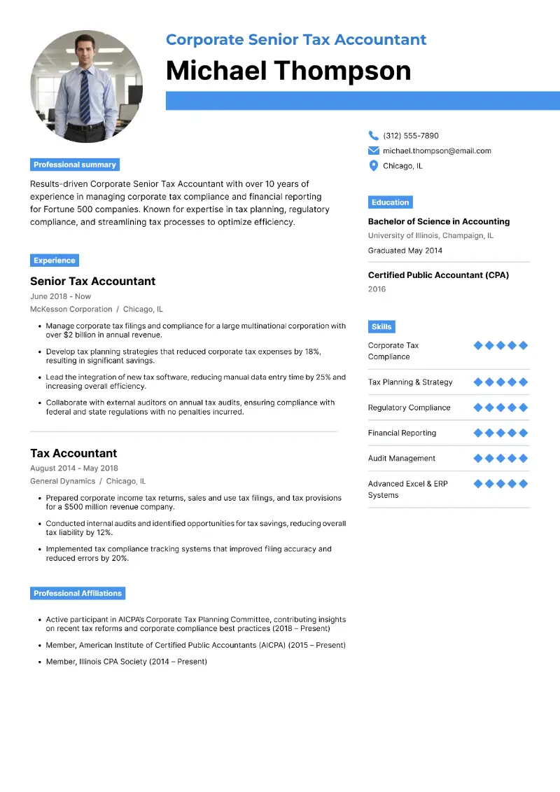 Senior Tax Accountant Resume Guide with Examples for 2025