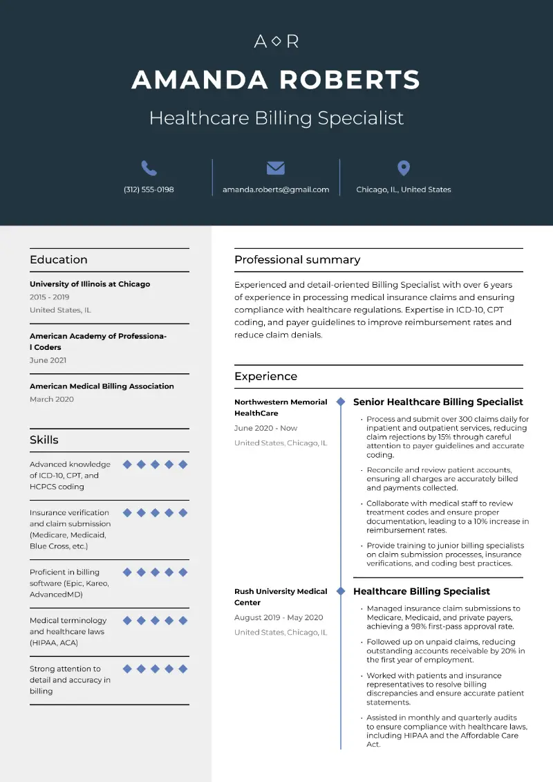 Billing Specialist Resume Examples & Templates for 2025