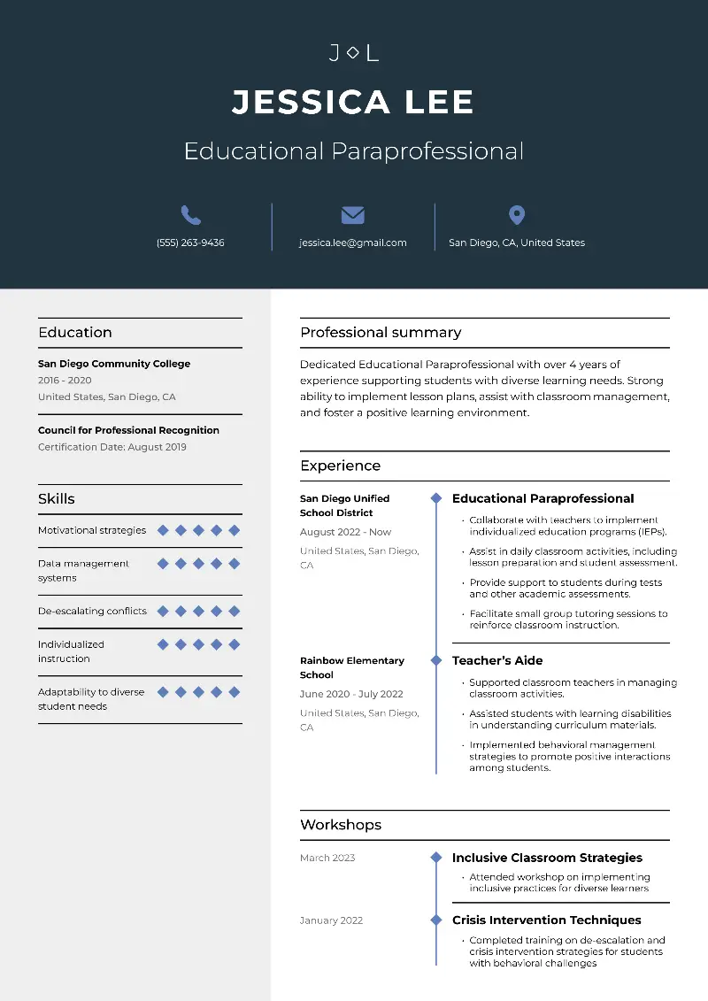 6 Paraprofessional Resume Examples and Templates for 2025
