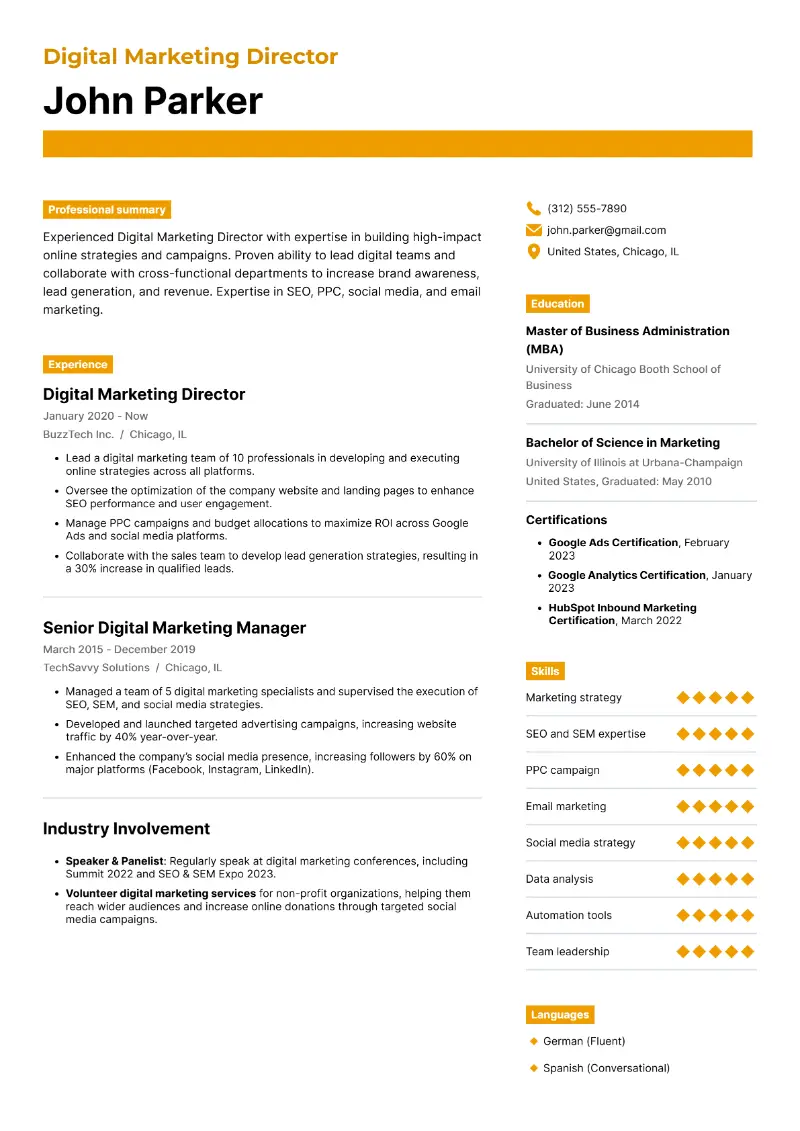 Marketing Director Resume Examples and Writing Tips for 2025
