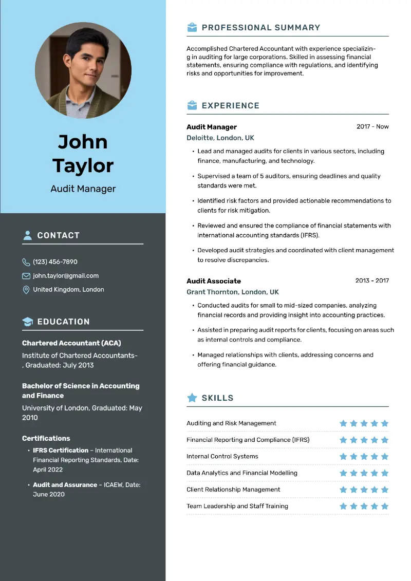 Chartered Accountant Resume Examples and Templates for 2025