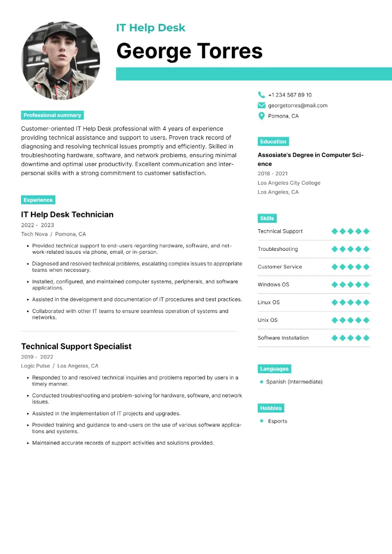 4 IT Help Desk Resume Examples & Writing Tips for 2025