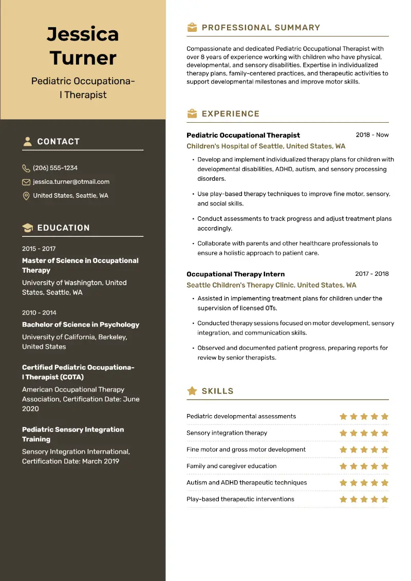 5 Occupational Therapy Resume Examples & Templates for 2025