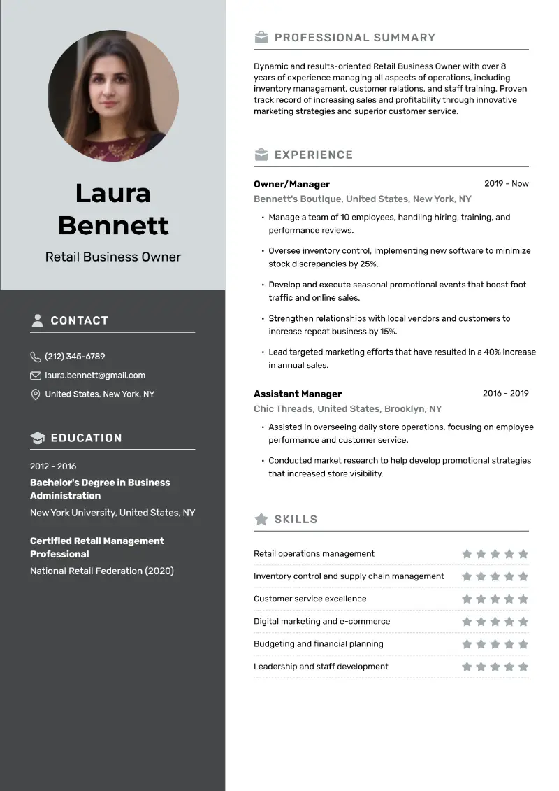 5 Small Business Owner Resume Examples with Guide for 2025
