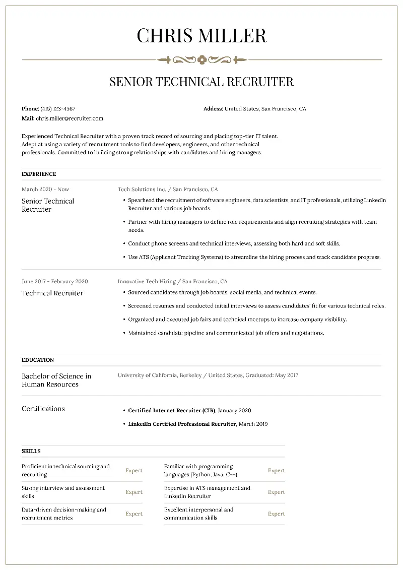Corporate Recruiter Resume Examples and Guide for 2025