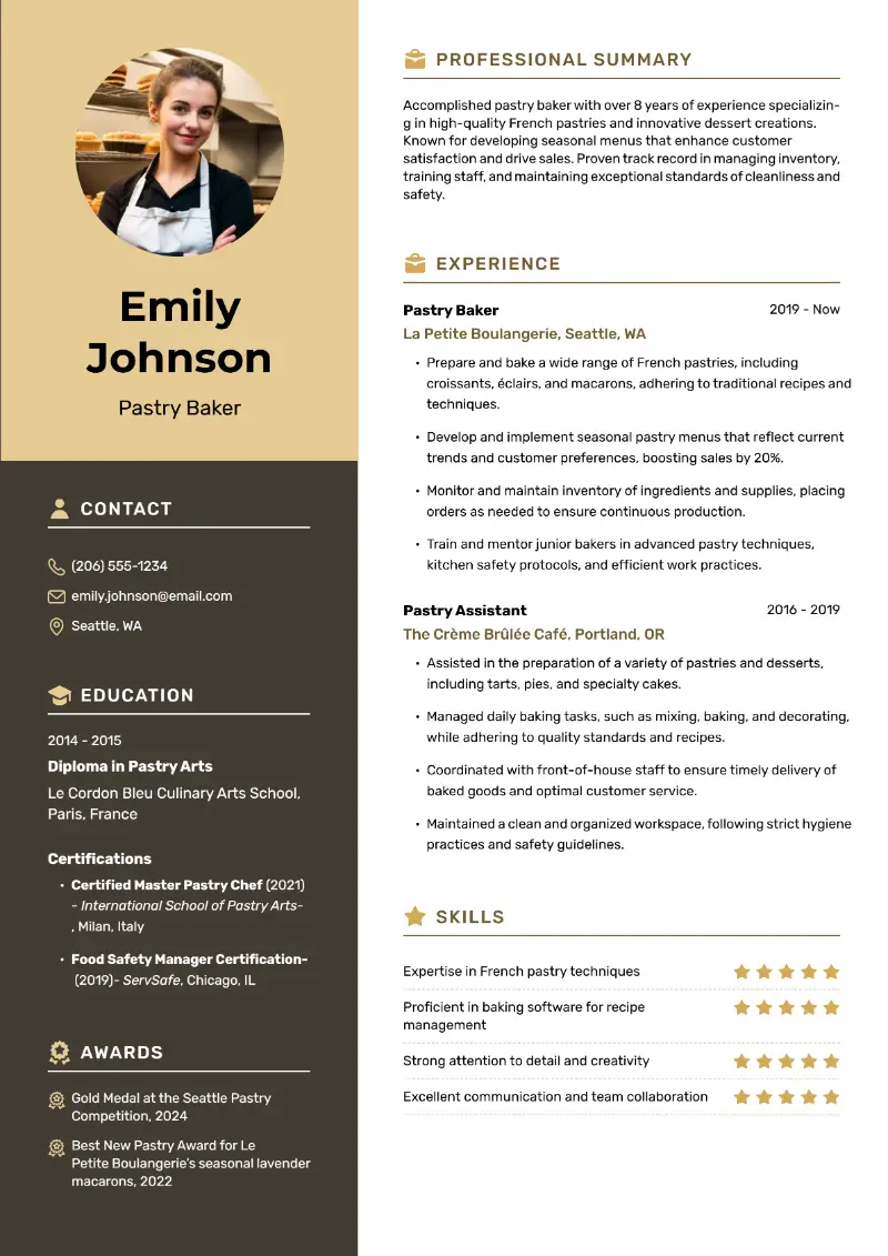 4 Baker Resume Examples and Templates for 2025