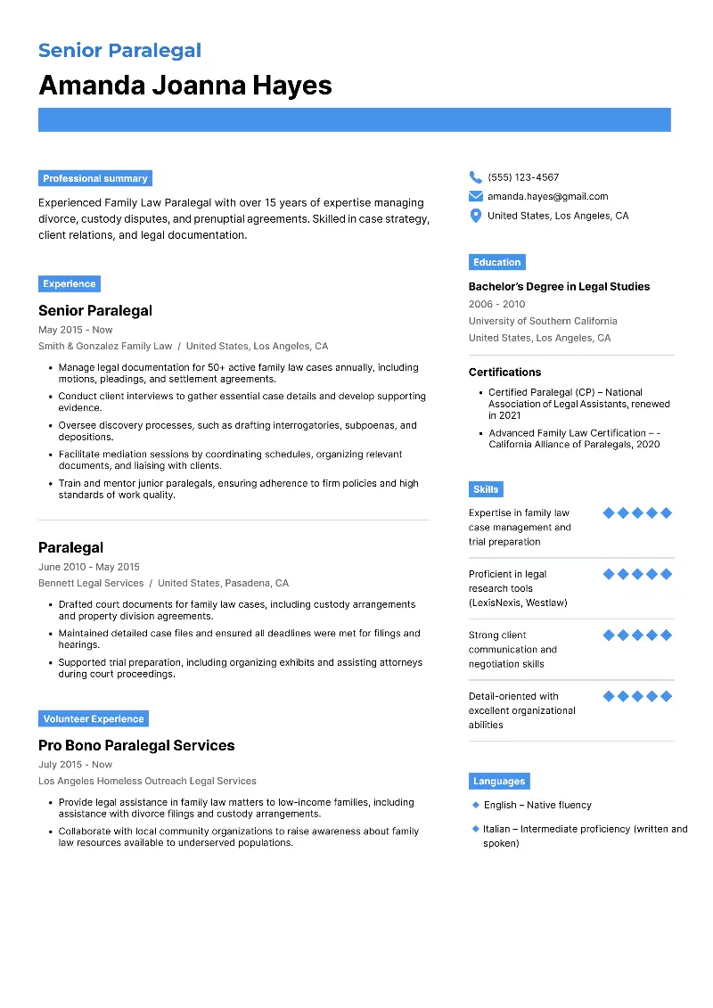 Senior Paralegal Resume Examples & Templates for 2025