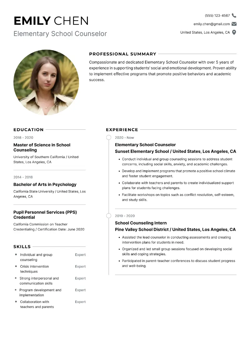 6 School Counselor Resume Examples and Templates