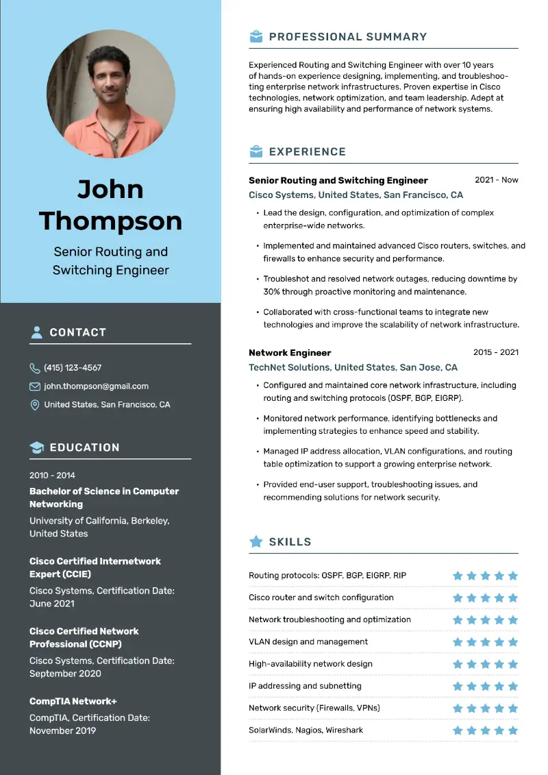 Senior Network Engineer Resume Examples and Guide for 2025